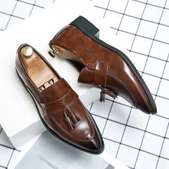 Sapatos de condução de borla masculino, sapatos deslizantes, vestido de casamento, preto, marrom, confortável, na moda, Oxford, masculino