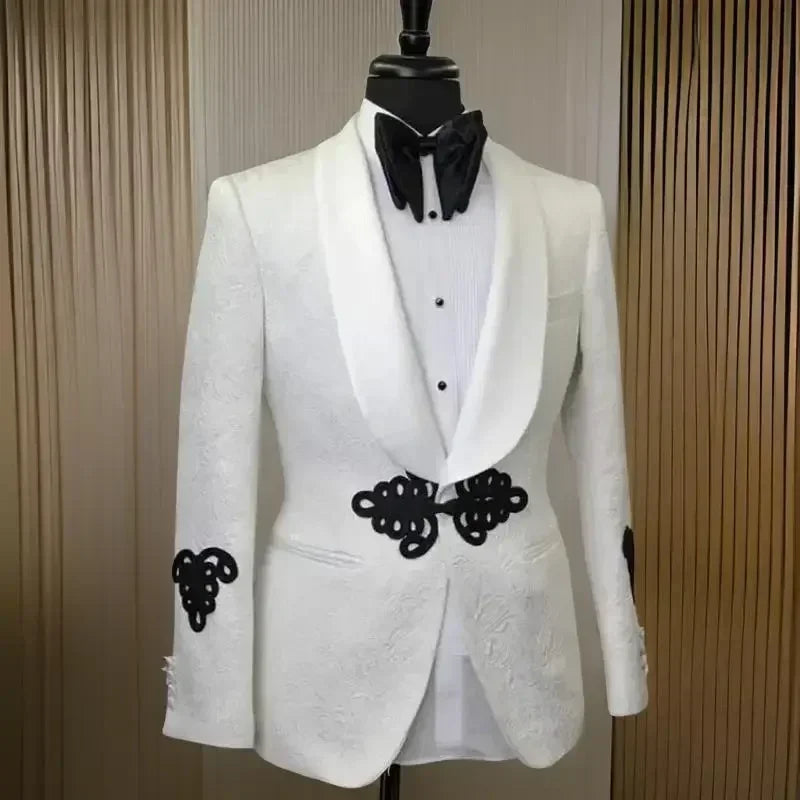 2 pçs ternos florais para homens baile de formatura com botões de árvore de natal casamento noivo smoking fino ajuste jaqueta com calças estilo africano 2025