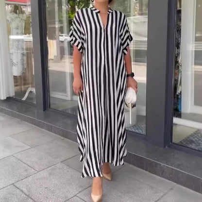 Cardigã Feminino Curto Listrado com Fenda Lateral, Cintura Solta, Manga Regular, Estilo Urbano, Moda Inverno, Vestido Feminino