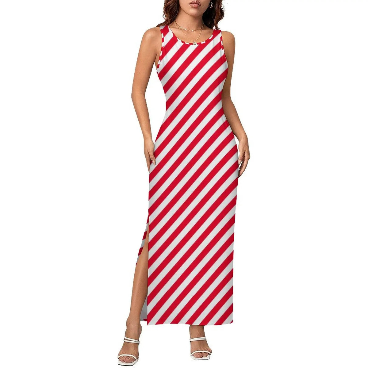 Vestido Bodycon com Estampa Abstrata, Vestido Maxi Retrô de Verão, Sem Mangas, Casual, Estilo Y2k, Tamanho Grande 4XL