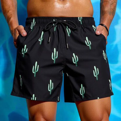 Shorts de praia com estampa havaiana em 3D, de secagem rápida, para homens, shorts casuais de verão para atividades ao ar livre, natação e férias.