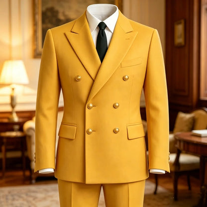Terno de Casamento Transpassado Slim Fit para Baile de Formatura, Conjunto Formal de 2 Peças (Blazer e Calça) para Convidados, Noivos, Festas e Banquetes