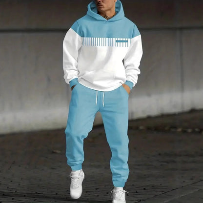 Conjunto Masculino 2026: Moletom com Capuz e Calça Jogger Estampados Digitalmente – Agasalho Esportivo Casual de Verão com Estampa Gráfica (2 Peças)