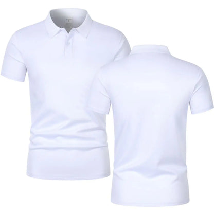 2025 New Summer Men's Short Sleeve Collar Tshirts New Solid Color Casual Polo Shirt Trendy Breathable Loose Basic Splice Top