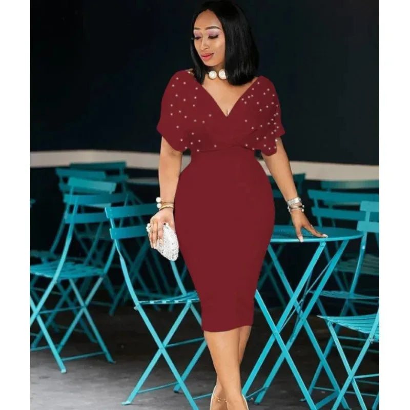 Moda 2025 vestido cor pura sem alças com decote em v meia manga volta zíper frisado vestido de manga curta vestido longo cintura regular