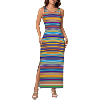 Vestido Bodycon com Estampa Abstrata, Vestido Maxi Retrô de Verão, Sem Mangas, Casual, Estilo Y2k, Tamanho Grande 4XL