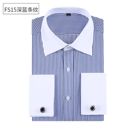 Social formal francês manguito manga longa camisa masculina festa de casamento escritório trabalho masculino vestido camisa cor sólida camisas brancas negócios 6xl