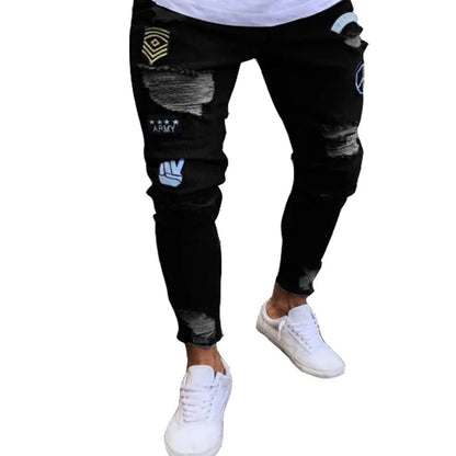 2025 New Solid Color Fashion Men Casual Pants Stretch Jeans Skinny Work Trousers Male Wash Slim Fit for Zippered Jeans Men Cloth