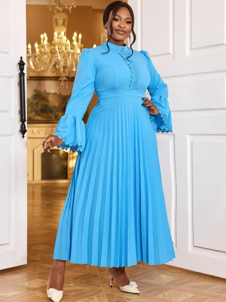 Plus Size African Party Dress For Women Autumn Winter New Fashion Dashiki Ankara Wedding Gowns Elegant Turkey Muslim Maxi Dress