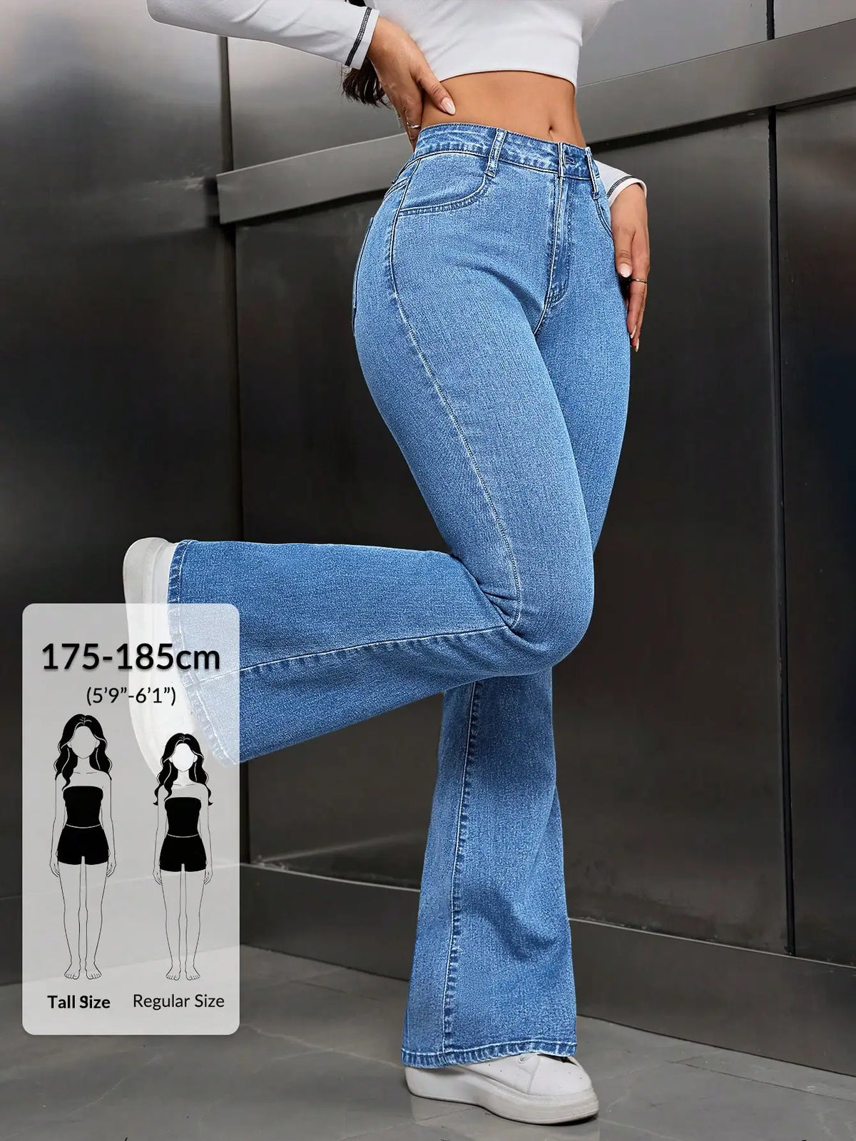 Calças Jeans Casuais Largadas com Bolsos, Versáteis para Mulheres Altas no Estilo Y2K, Calças de Denim Elásticas de Cintura Alta