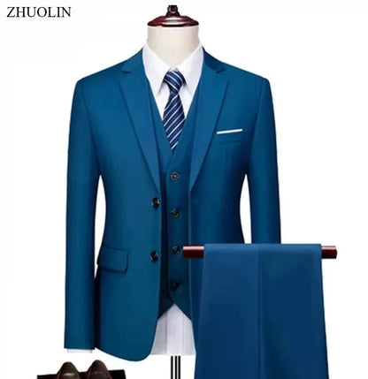 Ternos para homens elegante casamento 3 peças blazers outfit 2 conjunto jaquetas colete calças completo 2025 moda clássico negócios formal