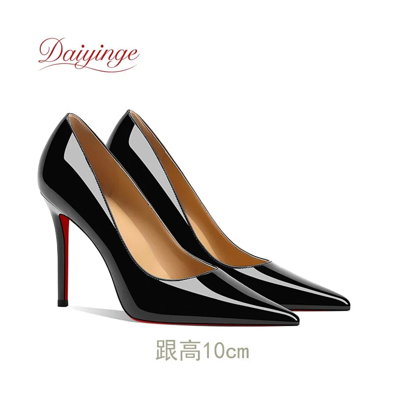Sapatos femininos da tendência 2026: luxuosos, com sola vermelha, salto alto, bico fino, scarpin agulha de 12 cm, confortáveis para festas e casamentos.