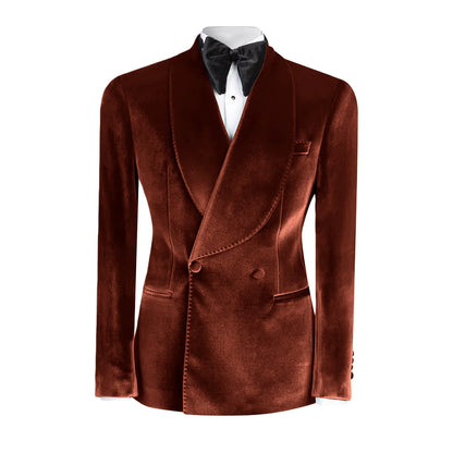 Ternos formais de veludo masculino, blazer duplo breasted, 1 peça, elegante, slim fit, roupas masculinas, casamento, negócios, casacos casuais