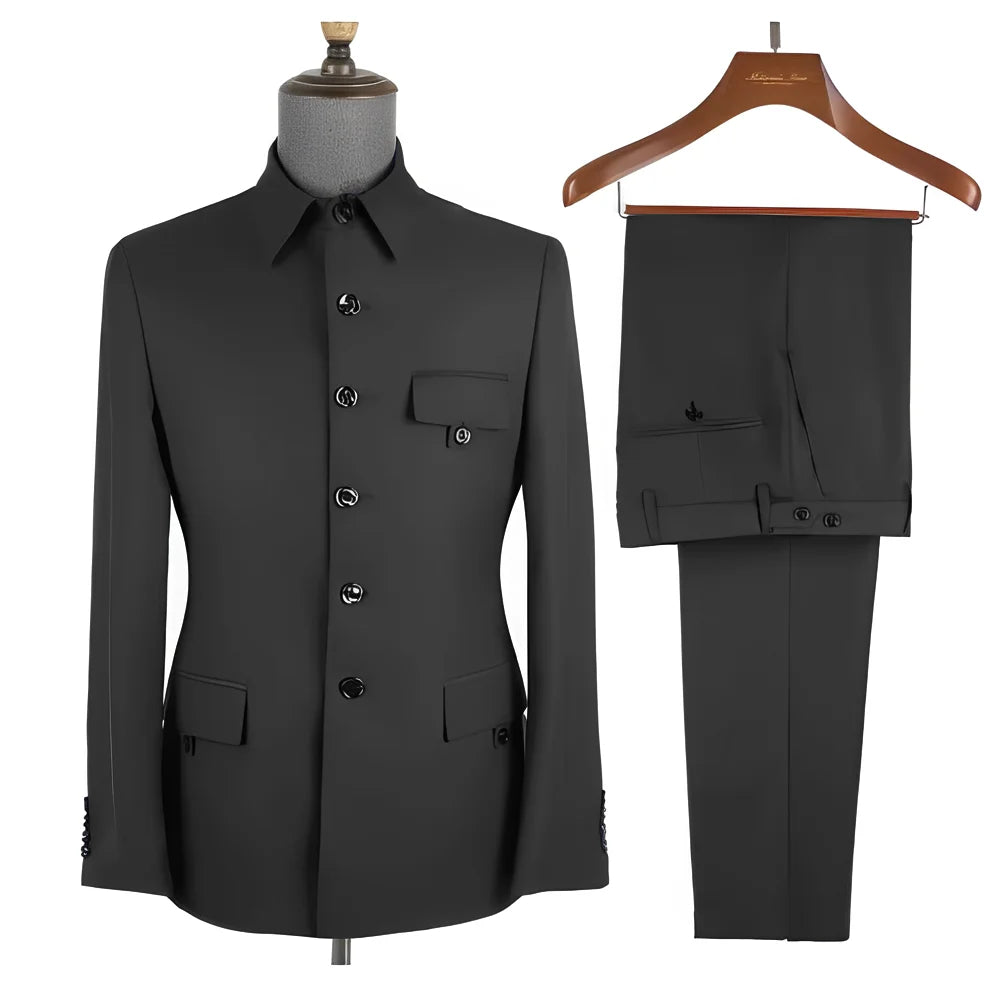 Terno masculino formal azul real, conjunto de 2 peças, gola, blazer, calças, slim fit, casamento, noivo, smoking, vestido de festa