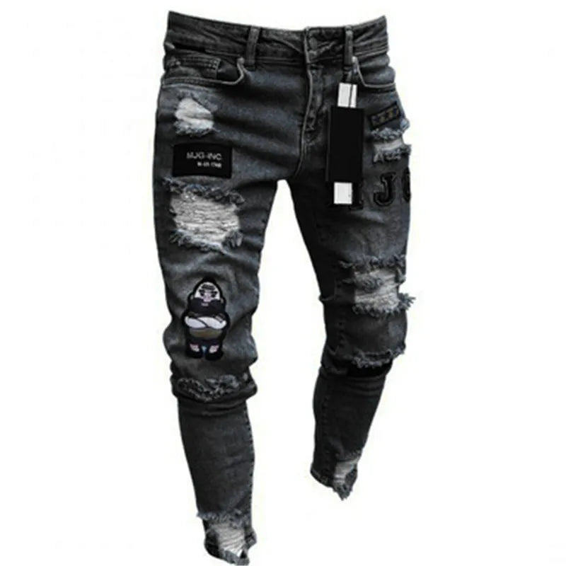 2025 New Solid Color Fashion Men Casual Pants Stretch Jeans Skinny Work Trousers Male Wash Slim Fit for Zippered Jeans Men Cloth