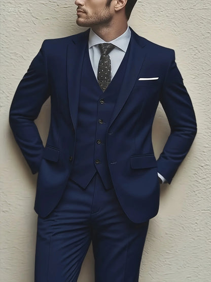 Conjunto de terno masculino de 3 peças, jaqueta + colete + calça, elegante de alta qualidade, adequado para casamentos, festas e ocasiões formais