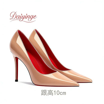 Sapatos femininos da tendência 2026: luxuosos, com sola vermelha, salto alto, bico fino, scarpin agulha de 12 cm, confortáveis para festas e casamentos.