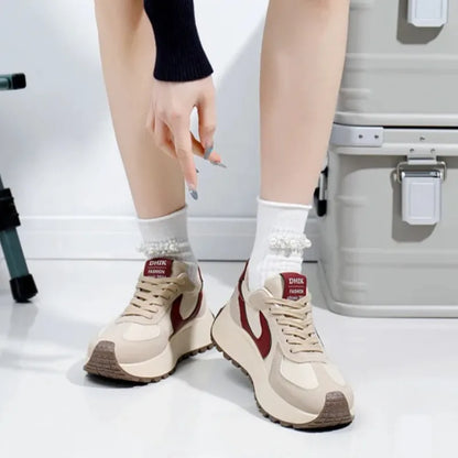 Tênis Chunky Feminino da Moda 2026, com Cadarço, Casual, Confortável, com Sola Macia, para Corrida, Estilo Designer, Zapatillas