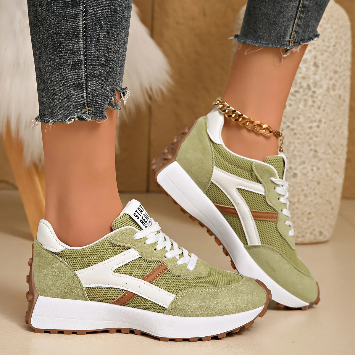 Novos Tênis Femininos 2026: Tênis Esportivo Casual de Primavera com Cadarço, Plataforma de Luxo e Antiderrapante para Corrida - Zapatos de Mujer