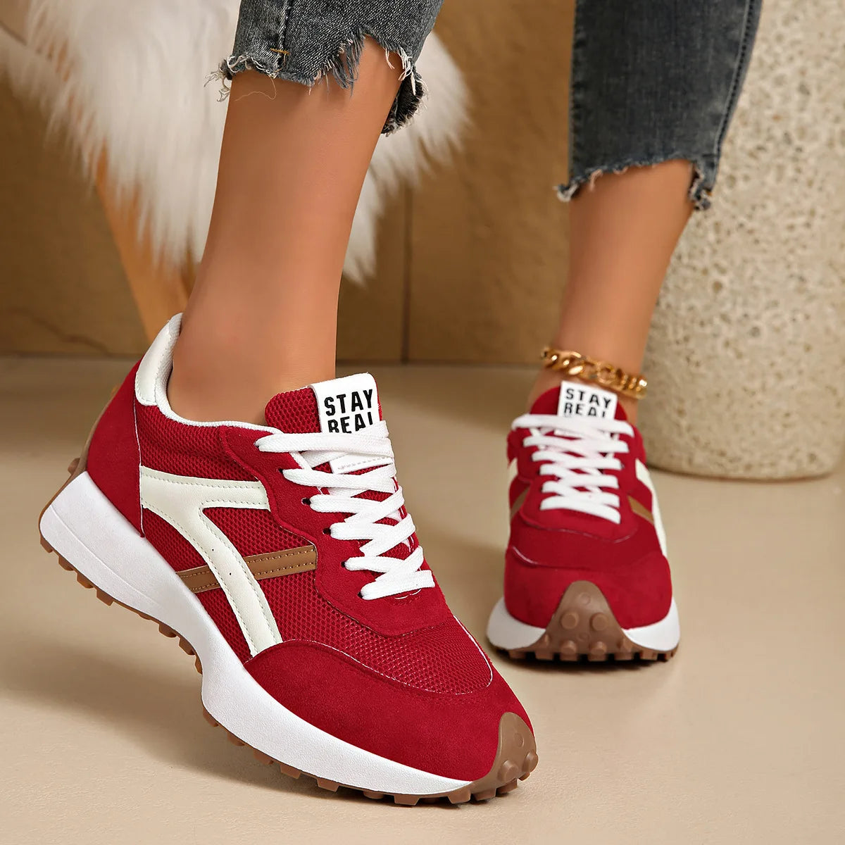 Novos Tênis Femininos 2026: Tênis Esportivo Casual de Primavera com Cadarço, Plataforma de Luxo e Antiderrapante para Corrida - Zapatos de Mujer
