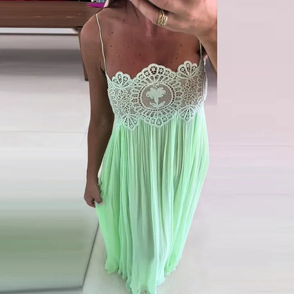 Conjunto Feminino de Calça com Top de Renda Transparente de Alças Finas e Costas Abertas, Corte Solto e Reto, Bainha Elástica, Estilo Praia Chique