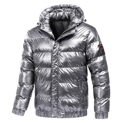 Jaqueta Masculina de Inverno Acolchoada à Prova de Frio Manga Longa Casaco Masculino Moderno Simples Cor Sólida com Capuz Removível Agasalho Masculino