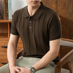 Camisa polo de manga curta em cor sólida de alta qualidade, confortável, em jacquard, nova camiseta casual de verão, moda luxuosa masculina.