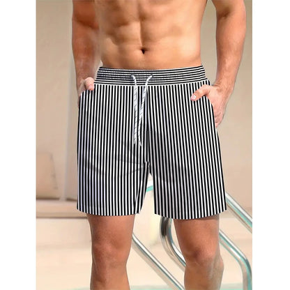 Listra 3d impresso board shorts casual masculino gráfico calças curtas verão havaiano respirável troncos de natação crianças solto shorts de gelo 2025