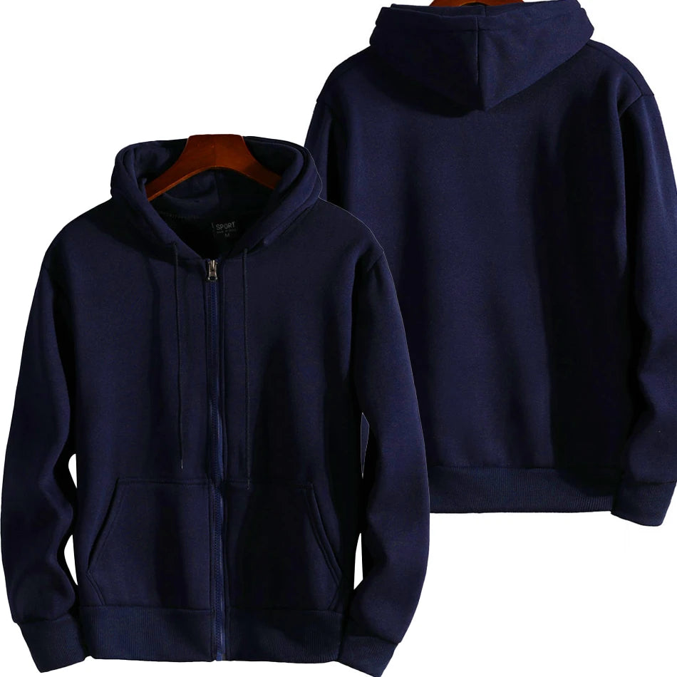 Nova Moda: Moletons com Zíper para Mulheres/Homens, Suéter com Capuz de Manga Longa, Roupas Casuais de Outono/Inverno, Roupas Esportivas Sólidas