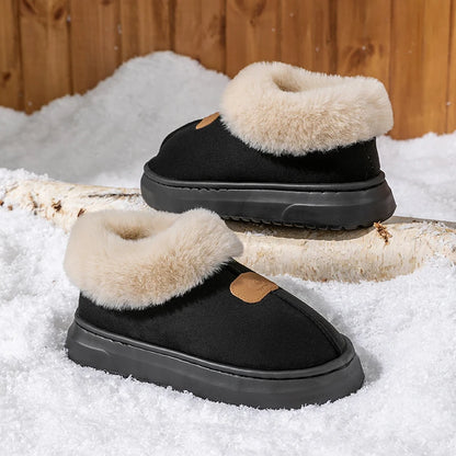 Inverno feminino chinelos internos quente sola grossa sola macia confortável ao ar livre antiderrapante botas de neve moda quarto casa sapatos