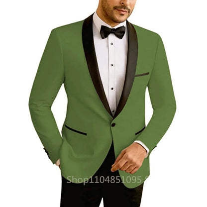 Casual sólido masculino blazer fino ajuste noivo terno de casamento jaqueta moda melhor homem jantar smoking casaco para negócios
