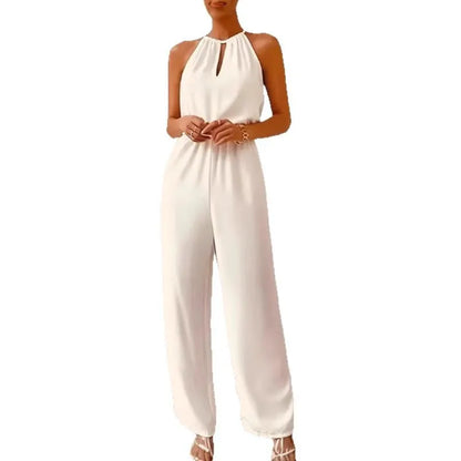 Macacão Feminino de Cintura Alta com Elástico, Caimento Solto, Calça Comprida, Fibra de Poliéster, Coleção Primavera, Fabricado na China