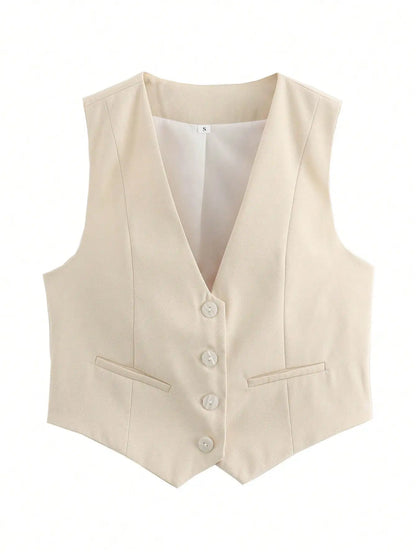 HH Moda Feminina Terno Sólido Colete Sem Mangas Colete Recortado Tops Coletes Primavera Verão Casual Senhora de Escritório Chic Tops