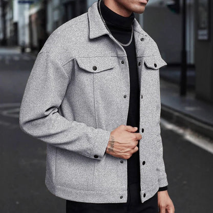 2025 Jaqueta de lã com botões estilo europeu outono/inverno para homens – Casual, esportiva, de negócios – Tamanho europeu