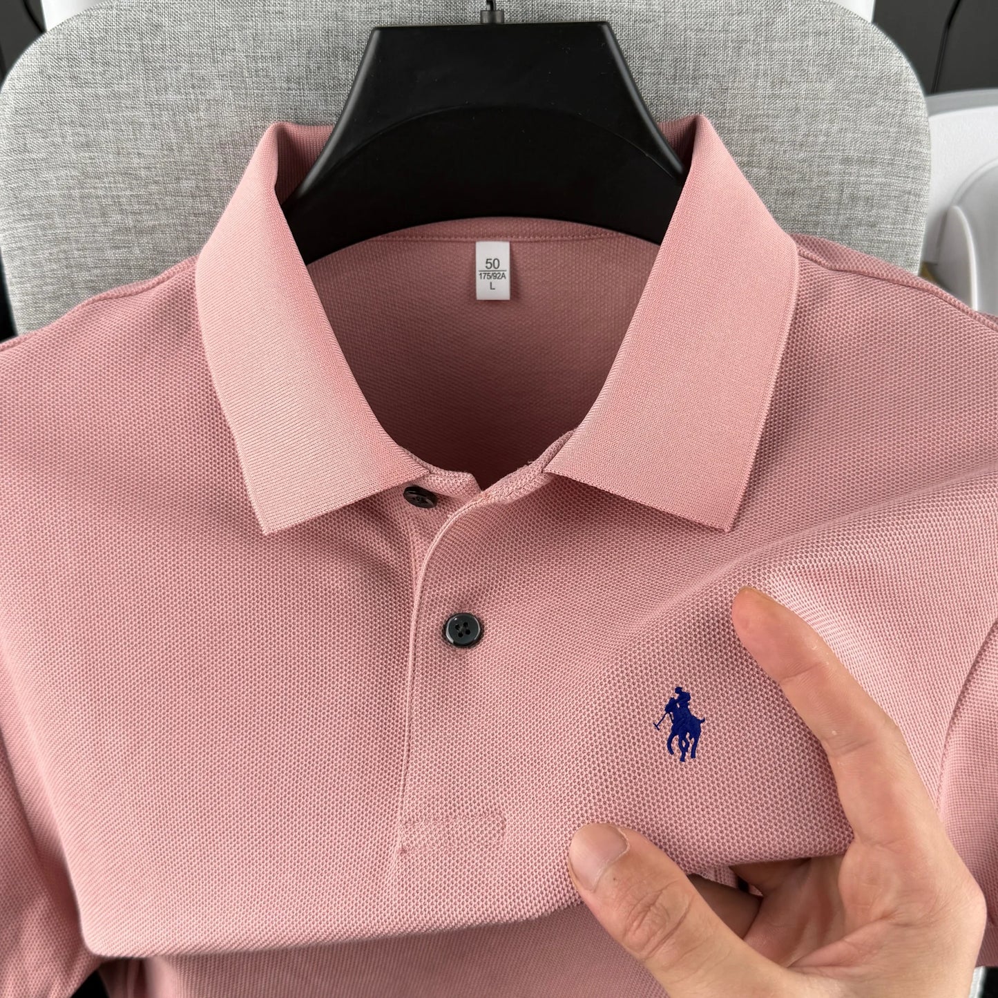 Camisa Polo Masculina de Manga Curta 100% Algodão Puro de Marca de Luxo, Coleção Verão 2026, com Bordado de Pônei, Estilo Golfe e Casual