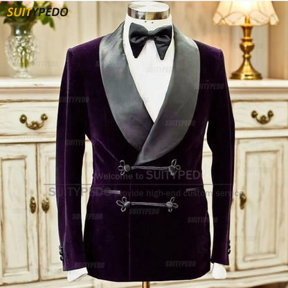 Elegante xale lapela blazers para homens moda outono inverno terno jaqueta breve trabalho de escritório smoking casaco 1 peça formal vestido de noite