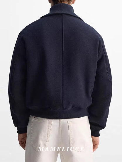 MAMELICCE Design Original Jaqueta Masculina de Tricô com Gola Alta em Algodão Imitação Lã, Acolchoada Grossa e de Alta Qualidade
