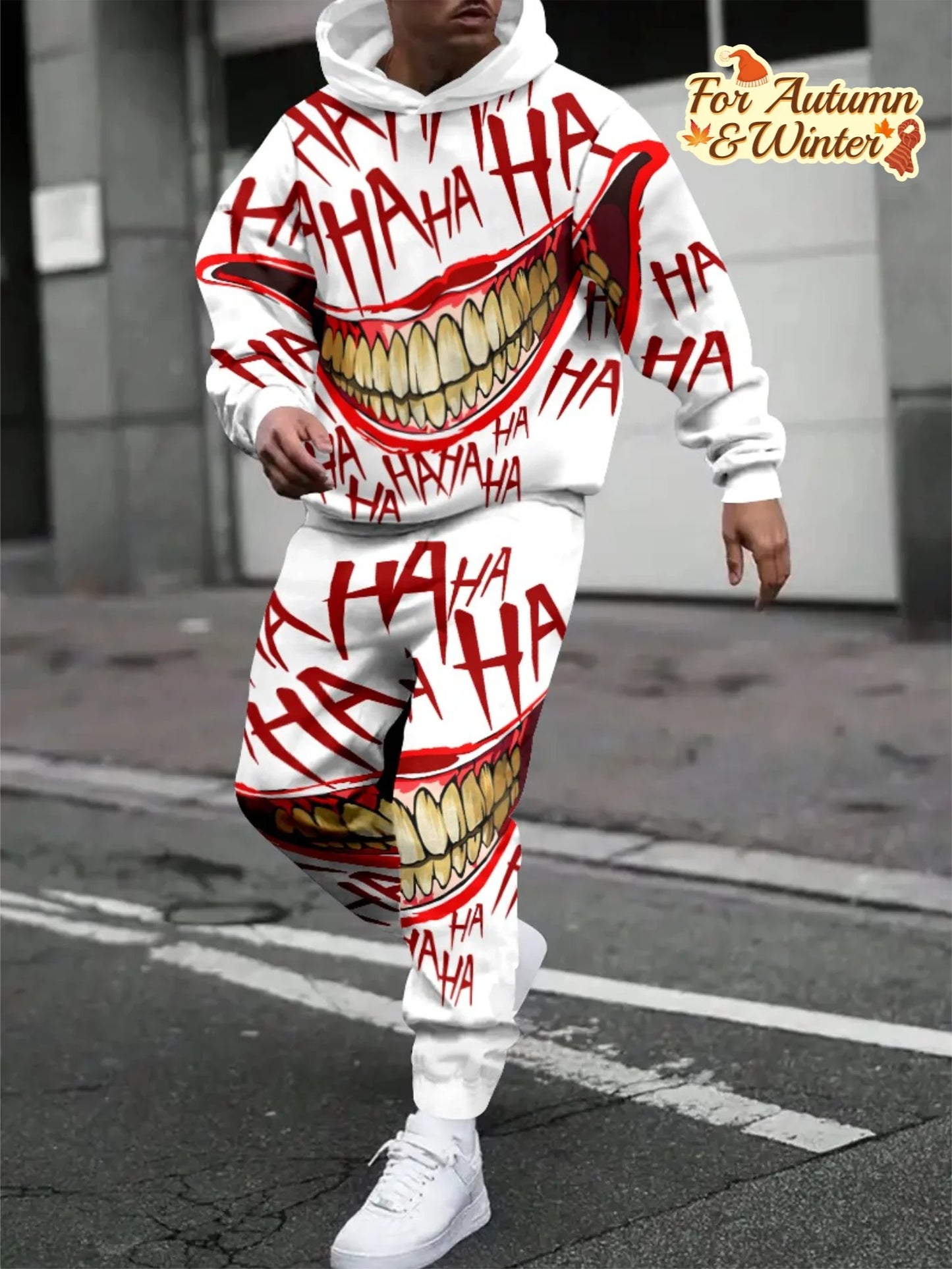 2025 Haha joker 3D Print Sweatshirt Hoodies Y2K Fashion Men's Clothing Tracksuit two-piece Set Sweatshirt Suit 2 Pac Set