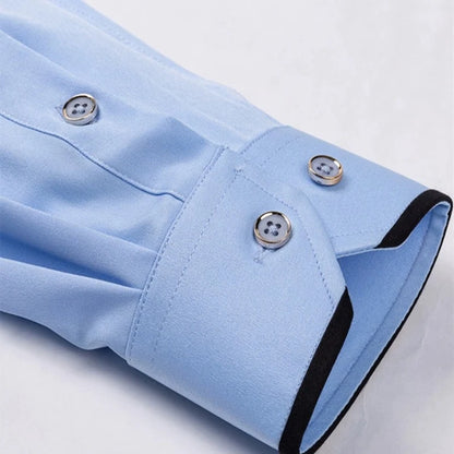 Camisa de negócios masculina manga longa botão para baixo camisa social anti-rugas escritório camisa masculina manga longa cor preta casual