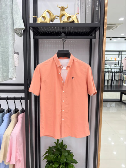 Camiseta masculina de manga curta 100% algodão puro respirável nova coleção de verão com bordado Paul Pony estilo casual para negócios