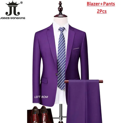 M-6XL 15 Cores (Jaqueta+Colete+Calças) Trajes Formais para Escritório Masculinos Vestido de Casamento para Noivos Vestido de Festa Terno de Cor Sólida