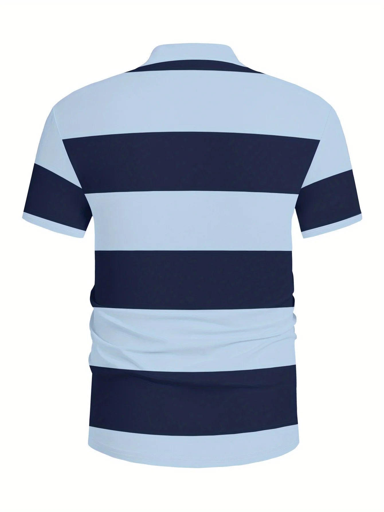 Men's Fashionable Summer Striped Casual Short Sleeved Shirt, Button Neck, Mixed Color Suitable for Golf or Casual Wear