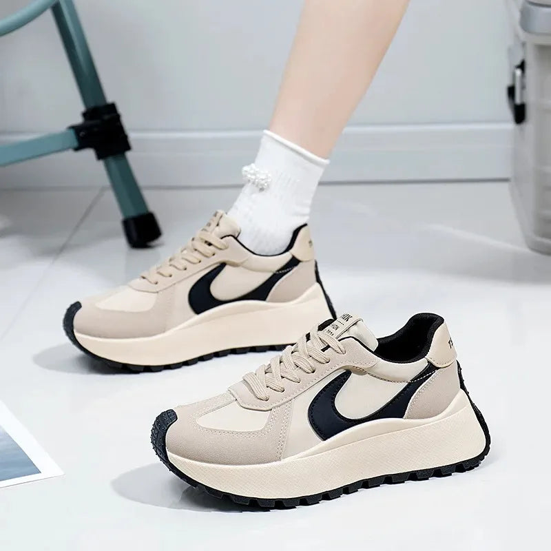 Tênis Chunky Feminino da Moda 2026, com Cadarço, Casual, Confortável, com Sola Macia, para Corrida, Estilo Designer, Zapatillas