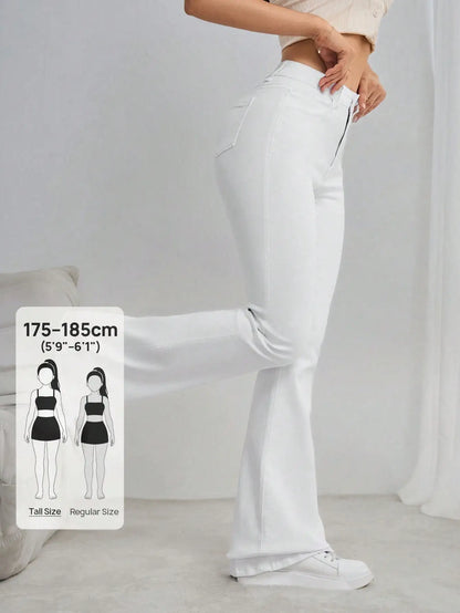 Calças Jeans Casuais Largadas com Bolsos, Versáteis para Mulheres Altas no Estilo Y2K, Calças de Denim Elásticas de Cintura Alta