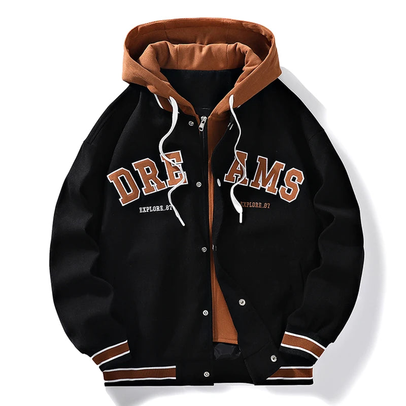 Jaqueta uniforme de beisebol de alta qualidade nova moda masculina outono nova marca all-match estudante jaqueta com capuz plus size casacos masculino 8xl