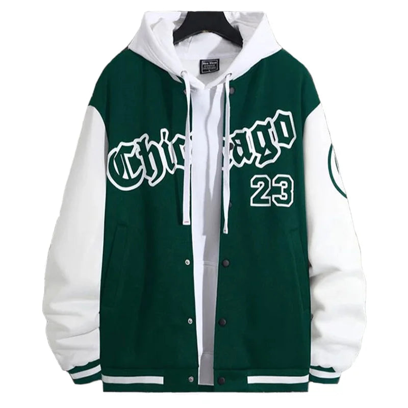 Jaqueta Masculina Manga Longa O-Gola, Carta Impressa Golf Wear, Jaqueta de Beisebol, Casacos Casuais, Primavera, Outono, S-XXL