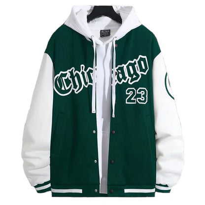 Jaqueta Masculina Manga Longa O-Gola, Carta Impressa Golf Wear, Jaqueta de Beisebol, Casacos Casuais, Primavera, Outono, S-XXL