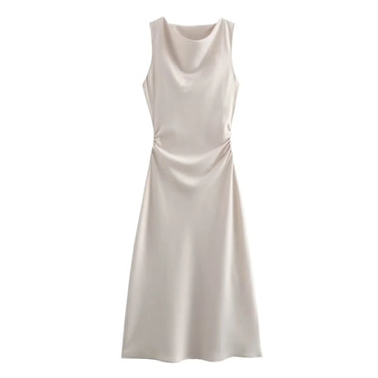 Vestidos Longos de Cetim para Mulheres 2026, Vestido Midi Slip de Verão, Vestido Sexy para Festa Noturna, Vestidos Elegantes Sem Mangas