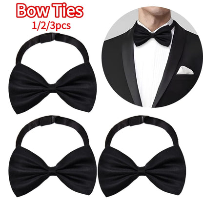 Gravatas borboleta para homens, festa de casamento, gravata borboleta preta, gravata clássica ajustável, gravata borboleta de casamento, 1-3 peças