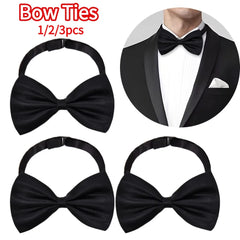 Gravatas borboleta para homens, festa de casamento, gravata borboleta preta, gravata clássica ajustável, gravata borboleta de casamento, 1-3 peças